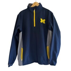 ProEdge Michigan Wolverines Mens Navy‎ Blue 1/4 Zip Softshell Jacket Medium